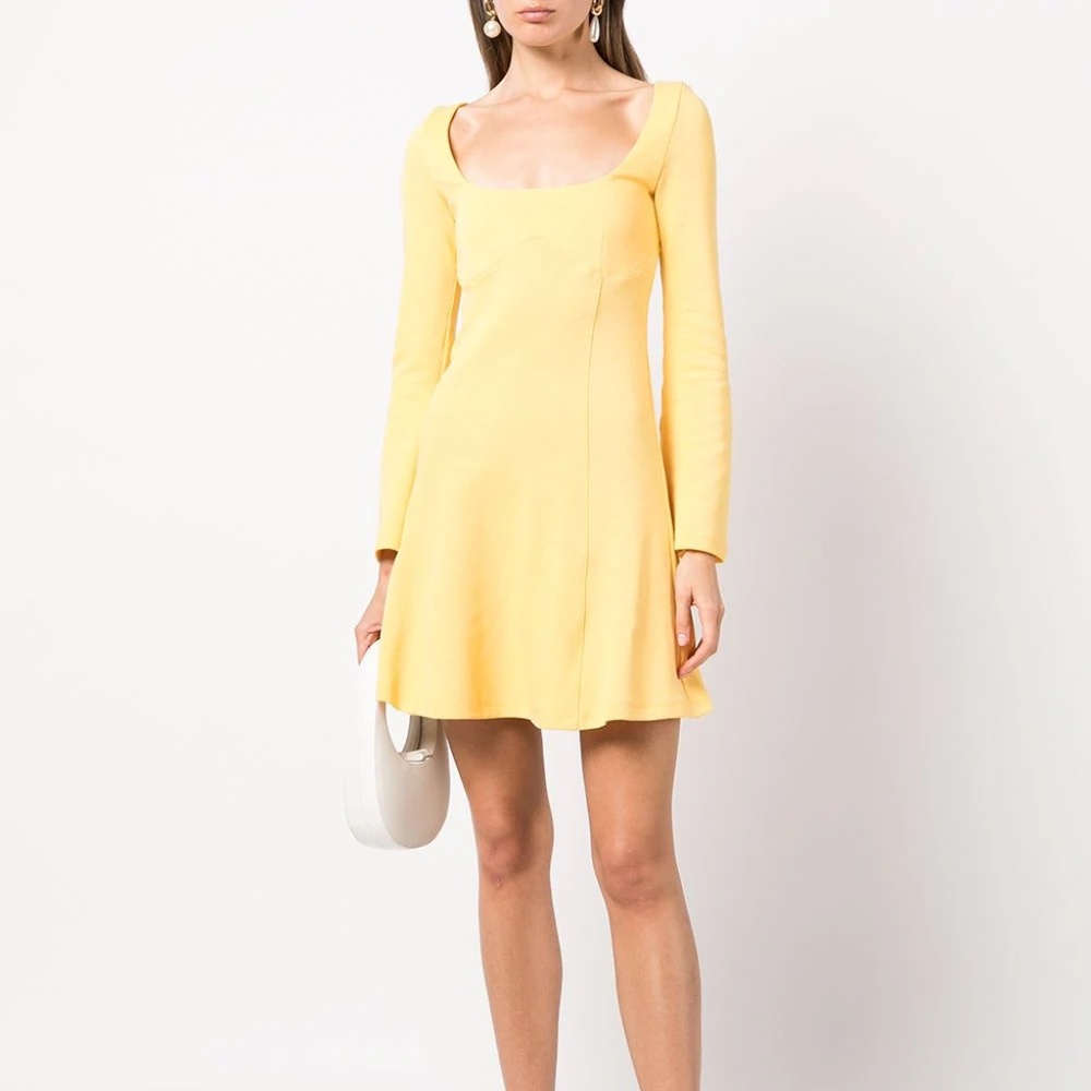 Victor Glemaud Yellow Flared Mini Dress Size XS Long Sleeve Formal Evening NEW